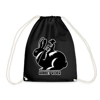 Rabbit Rider (Text dunkel - mit Kontur, 3-farbig) - Turnbeutel - Schwarz - Vorne