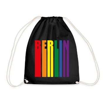 Berlin Regenbogen Pride Geschenk - Turnbeutel - Schwarz - Vorne