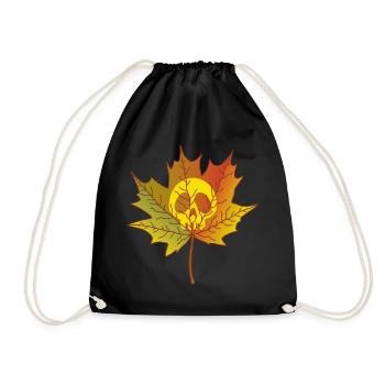 Skull and dead leaf - Drawstring Bag - black - Front