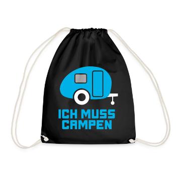 Caravan campen Fan Wohnwagen Hobby Urlaub Rentner - Turnbeutel - Schwarz - Vorne