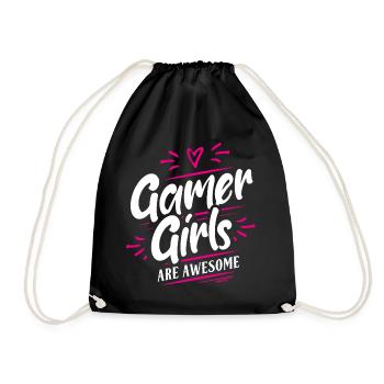 Gamer Girls are awesome - Zockerin Gaming Mädchen - Turnbeutel - Schwarz - Vorne