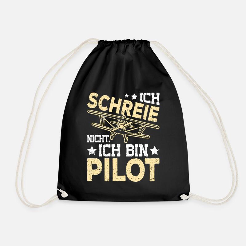 I'm Not Screaming, I'm a Pilot – Funny Flying - Drawstring Bag - black