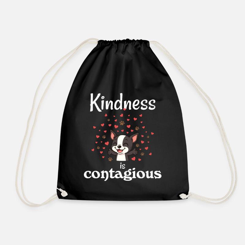 Boston - Kindness is Contagious - Drawstring Bag - black