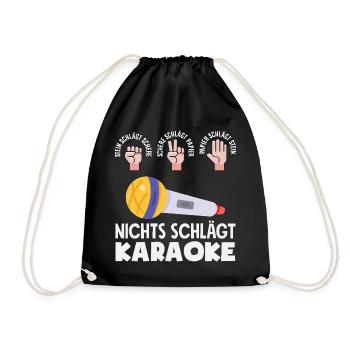 Nothing Beats Karaoke Funny Singer Musician - Drawstring Bag - black - Front