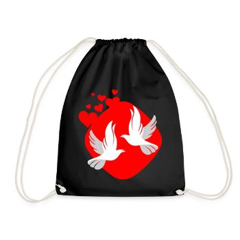 Dove of love on red background - Drawstring Bag - black - Front