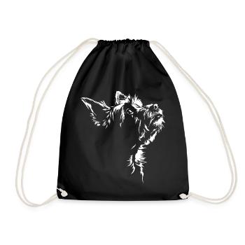 Yorkshire Terrier Silhouette Dog Dog Wilsigns - Drawstring Bag - black - Front