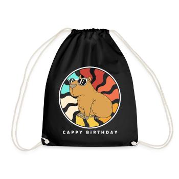Happy birthday Capybara Alles Gute zum Geburtstag - Drawstring Bag - black - Front