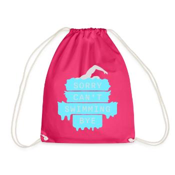Sorry Can't Swimming Bye Schwimmer Ausrede Humor - Turnbeutel - Fuchsia - Vorne