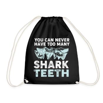 Shark Teeth Sharks Tooth Shark Teeth - Drawstring Bag - black - Front