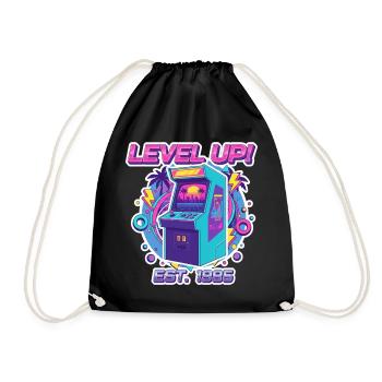 Level Up 1985 – Retro Arcade Automat Design - Drawstring Bag - black - Front