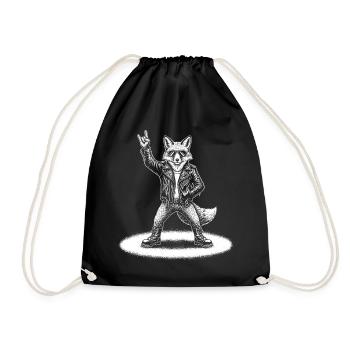 Retro Fuchs Rock Musik Geschenk lustig Gitarre - Turnbeutel - Schwarz - Vorne