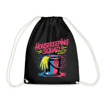 Funny Cleaning Design - Drawstring Bag - black - Front