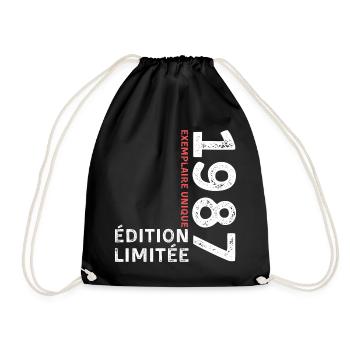 1987 vintage typographic style - Drawstring Bag - black - Front
