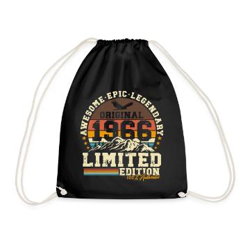 1966 Jahrgang 60. Geburtstag Geschenk Retro  - Turnbeutel - Schwarz - Vorne