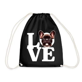LOVE French Bulldog Dog Dog Lover Funny - Drawstring Bag - black - Front