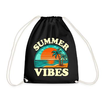 Summer Vibes Beach Sun - Drawstring Bag - black - Front