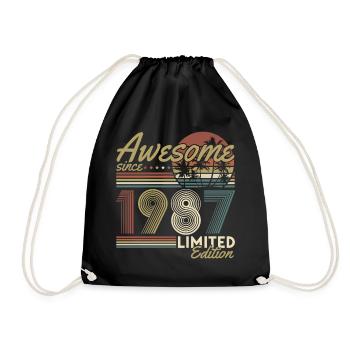 Cadeau rétro vintage d’anniversaire 1987 - Sac de sport léger - noir - Devant