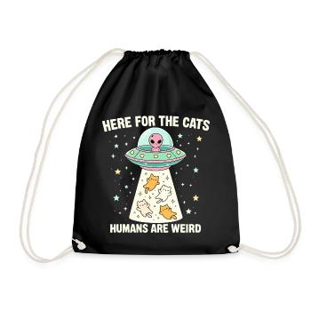 Here For The Cats – Humans Are Weird - Drawstring Bag - black - Front