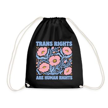 Pride Month LGBT -  Trans Rights Are Human Rights - Drawstring Bag - black - Front