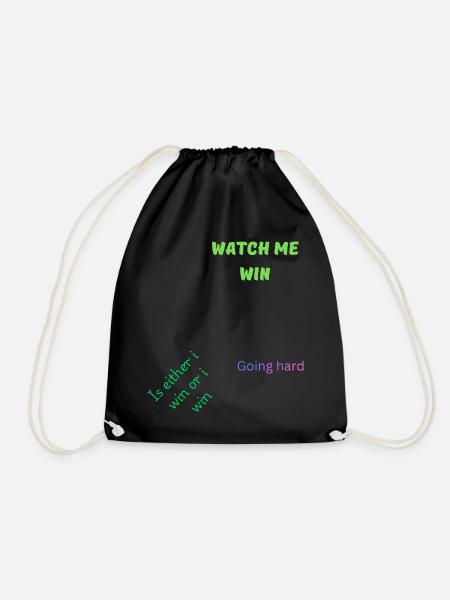 Watch Me Win - Motivational Quote - Drawstring Bag - black