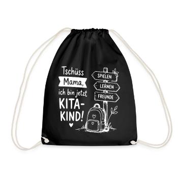 Kita-Kind Abschied von Mama - Turnbeutel - Schwarz - Vorne