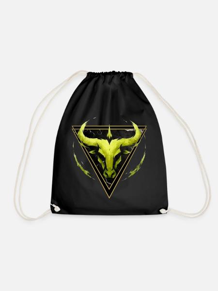 Taurus Earth Sign - Zodiac by Kék-Ina - Drawstring Bag - black