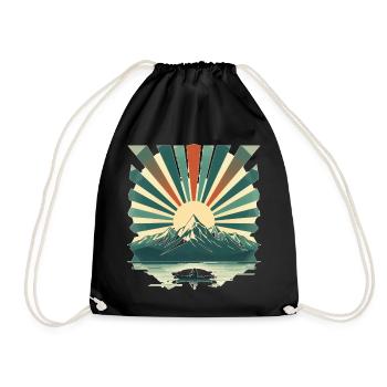 Sunrise over mountain lake - Drawstring Bag - black - Front