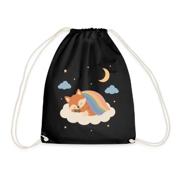 Sleeping fox under the rainbow - Drawstring Bag - black - Front