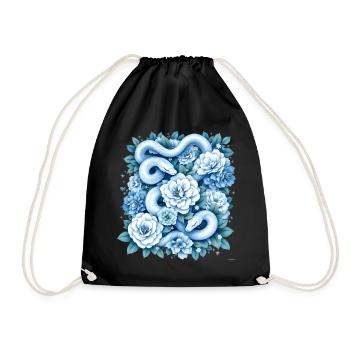 Hellblaues Snakes Rosenbeet-Design. - Turnbeutel - Schwarz - Vorne