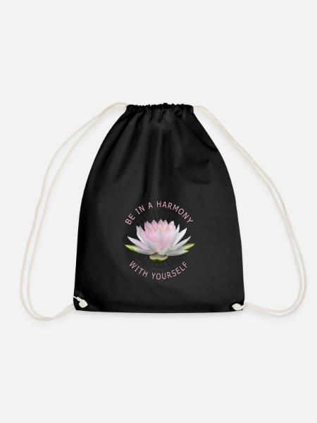 Yoga Lotus Flowers Meditation Yogilates Buddhism - Drawstring Bag - black