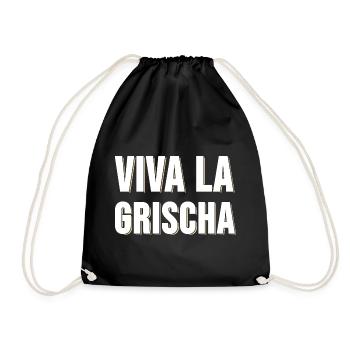 Viva la Grischa - es lebe Graubünden Geschenk - Turnbeutel - Schwarz - Vorne