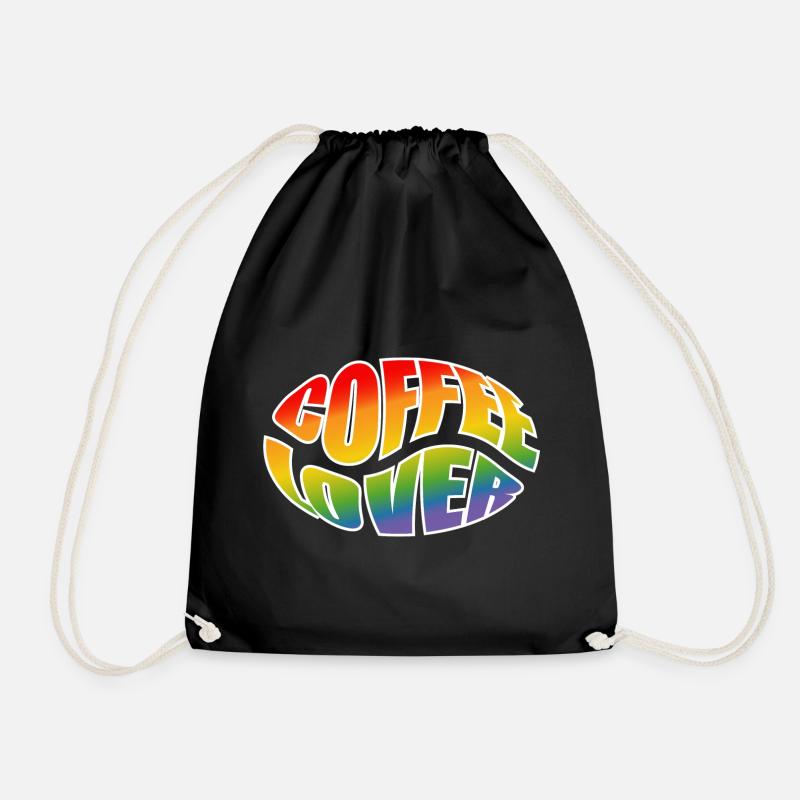 Kaffeebohne coffee lover rainbow black shirt - Turnbeutel - Schwarz