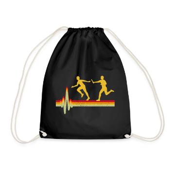 Relay race run athlete track & field heartbeat - Drawstring Bag - black - Front