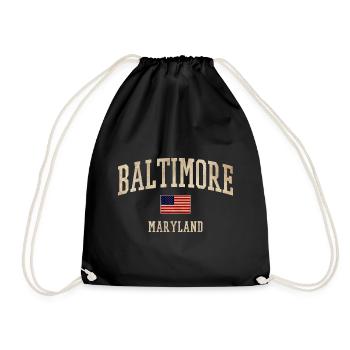 Baltimore Vintage Flag Style - Drawstring Bag - black - Front
