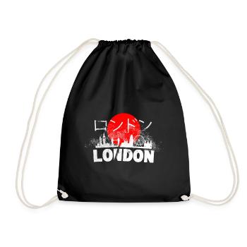 London England UK City Japan Japanese script - Drawstring Bag - black - Front