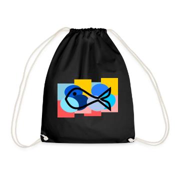 SARDINE. FISH. APRIL FOOL. EASTER. SEA - Drawstring Bag - black - Front
