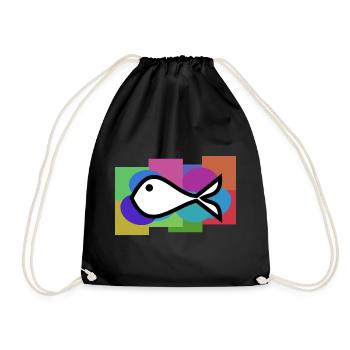 FISH. SARDINE. APRIL FOOL. SEA. OCEAN - Drawstring Bag - black - Front