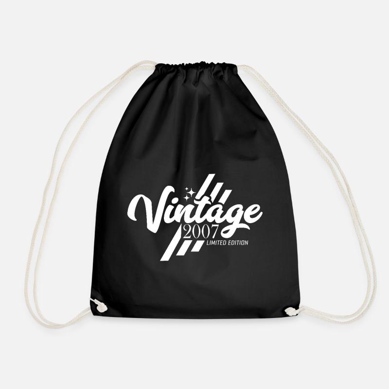 Birthday Vintage Vintage Retro 2007 - Drawstring Bag - black