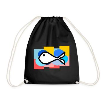 APRIL FOOL. FISH. SARDINE. ANNIVERSARY - Drawstring Bag - black - Front