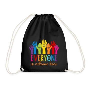 Everyone is welcome here - Drawstring Bag - black - Front