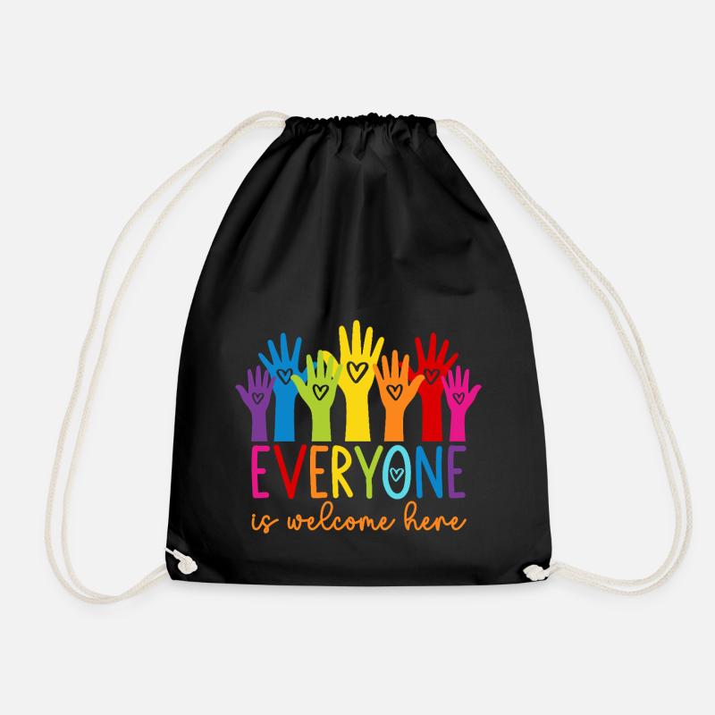 Everyone is welcome here - Turnbeutel - Schwarz