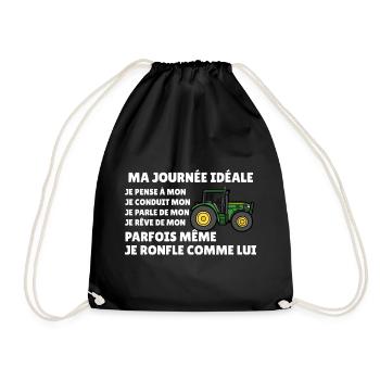 Tracteur agricole humour fermier passion paysanne  - Sac de sport léger - noir - Devant