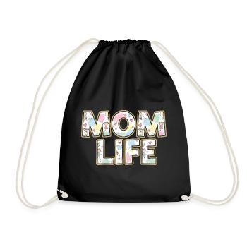 Mom Life Pastellherzen Scribble - Turnbeutel - Schwarz - Vorne