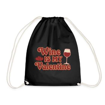 Wine Is My Valentine – Retro Wein Design - Drawstring Bag - black - Front