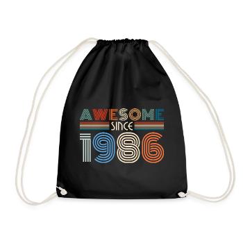 Awesome Since 1986 Retro Stripes - Turnbeutel - Schwarz - Vorne