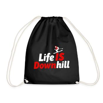 Life is Downhill Skiing Winter Sports Mountains - Drawstring Bag - black - Front