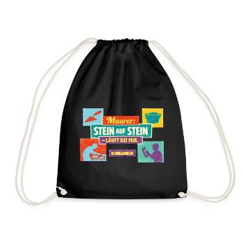 Stone on stone runs with me – Maurer Spruch - Drawstring Bag - black - Front