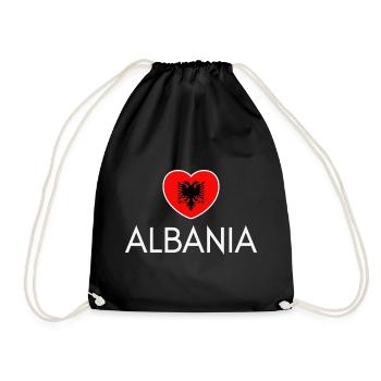 Drapeau de l’Albanie Cœur, j’aime l’Albanie - Sac de sport léger - noir - Devant