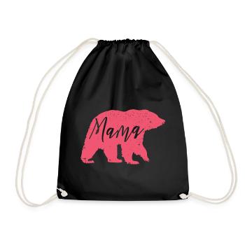 Mama Bear Pink – Cadeau doux pour la fête des mères - Sac de sport léger - noir - Devant