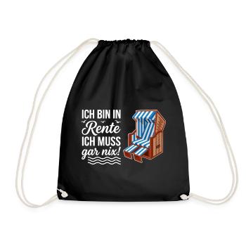Ich bin in Rente ich muss gar nix mit Strandkorb  - Turnbeutel - Schwarz - Vorne